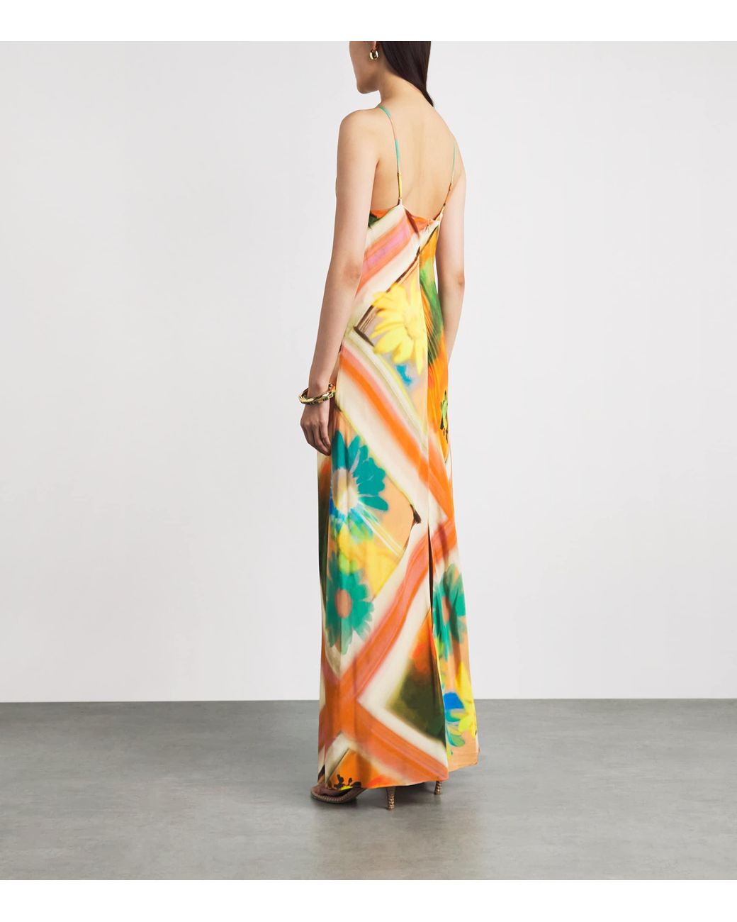 Staud Metallic Halterneck Cubism Maxi Dress