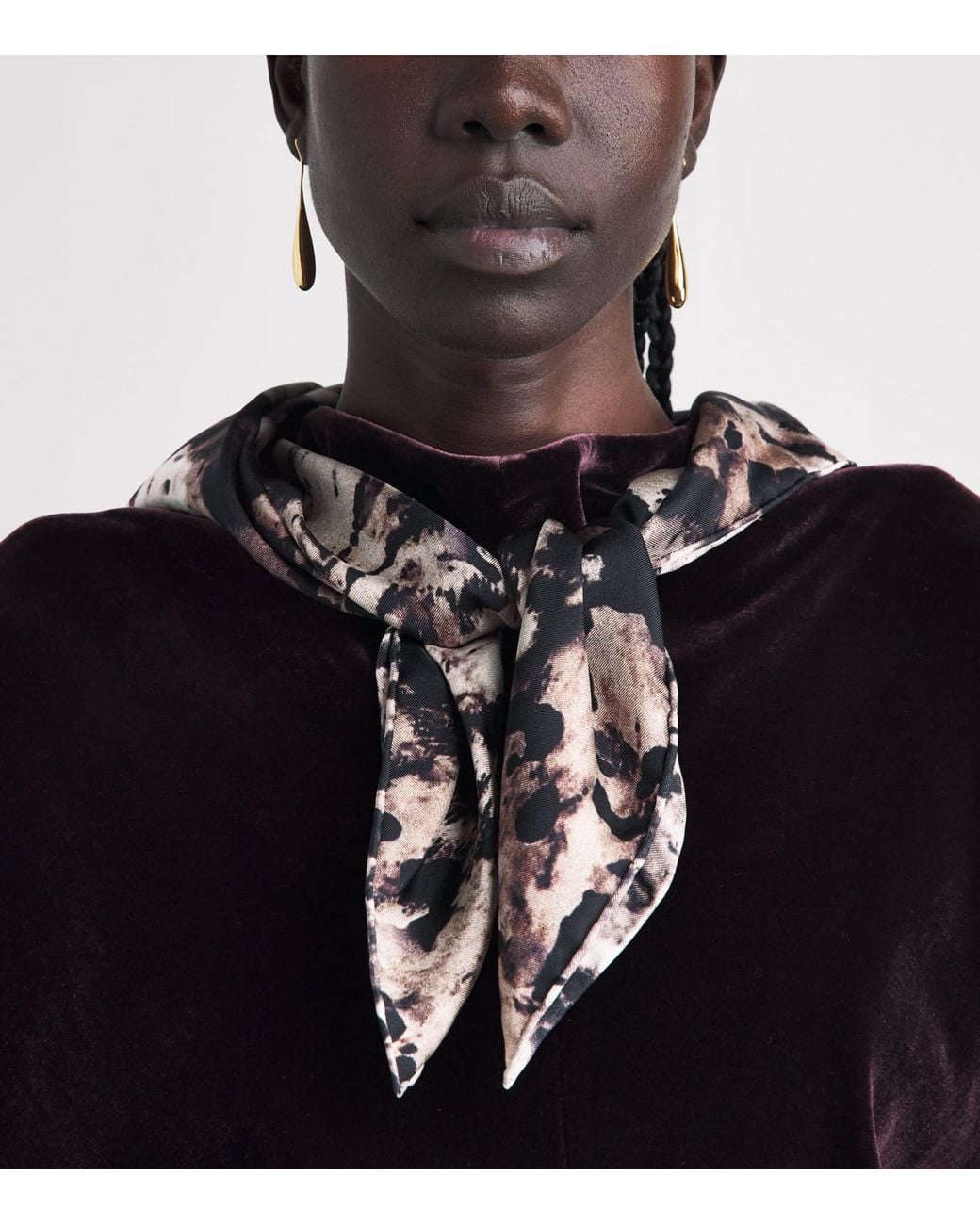Agnona Black Silk Printed Scarf