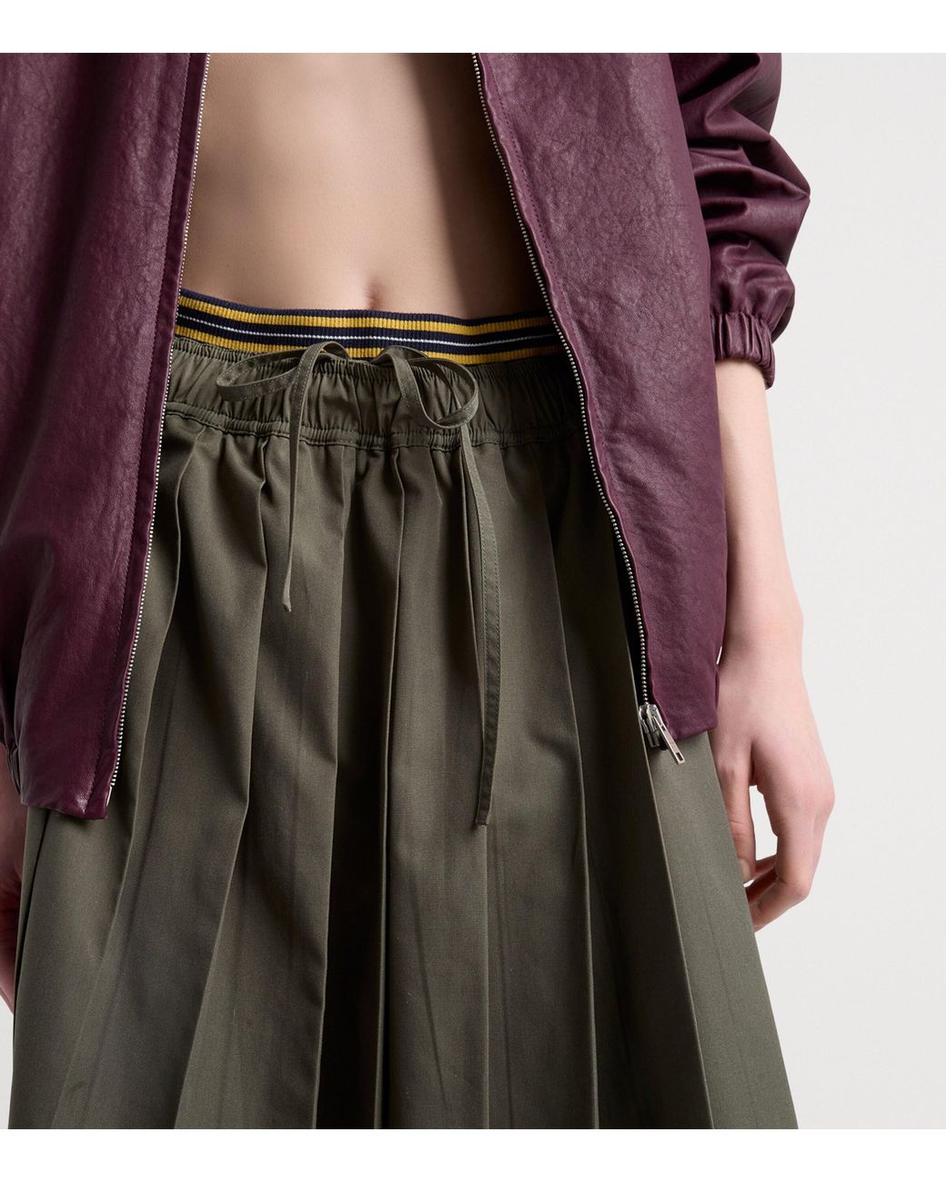 Prada Green Pleated Midi Skirt