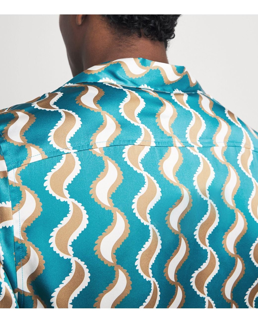 Frescobol Carioca Blue Silk Printed Roberto Shirt for men