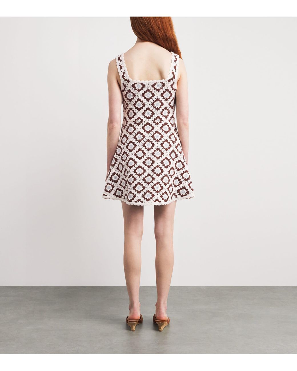 Maje White Crochet Floral Mini Dress
