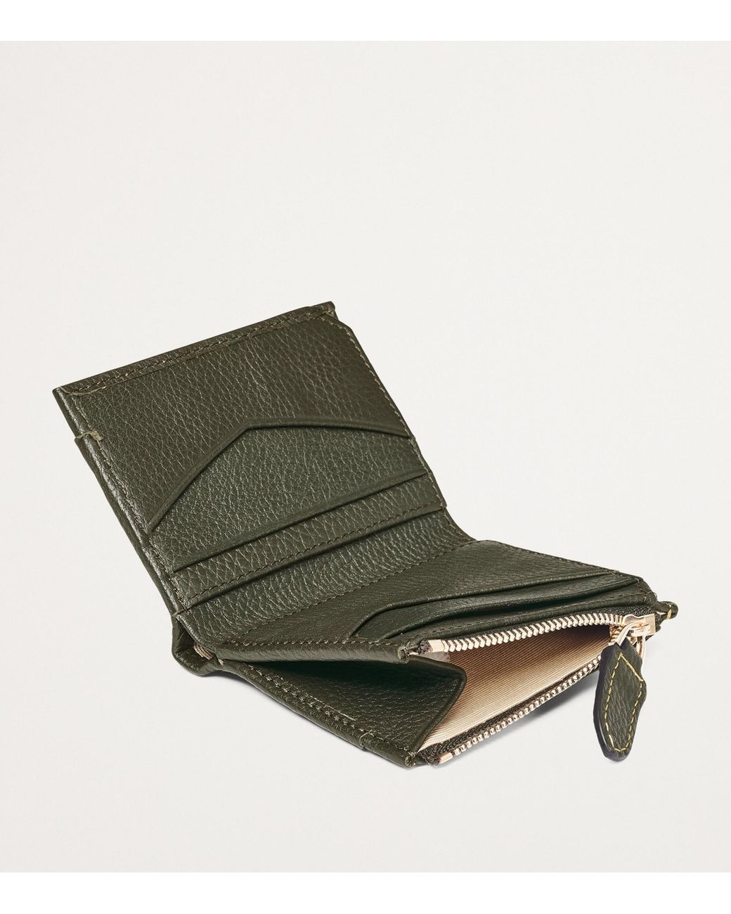 Aspinal Green Leather Hudson Coin And Card Holder