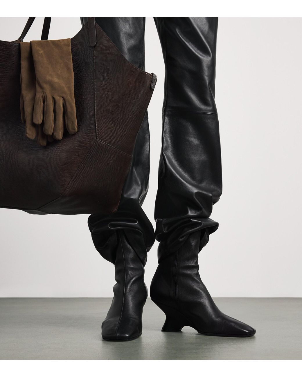 Rohe Black Leather Straight Trousers