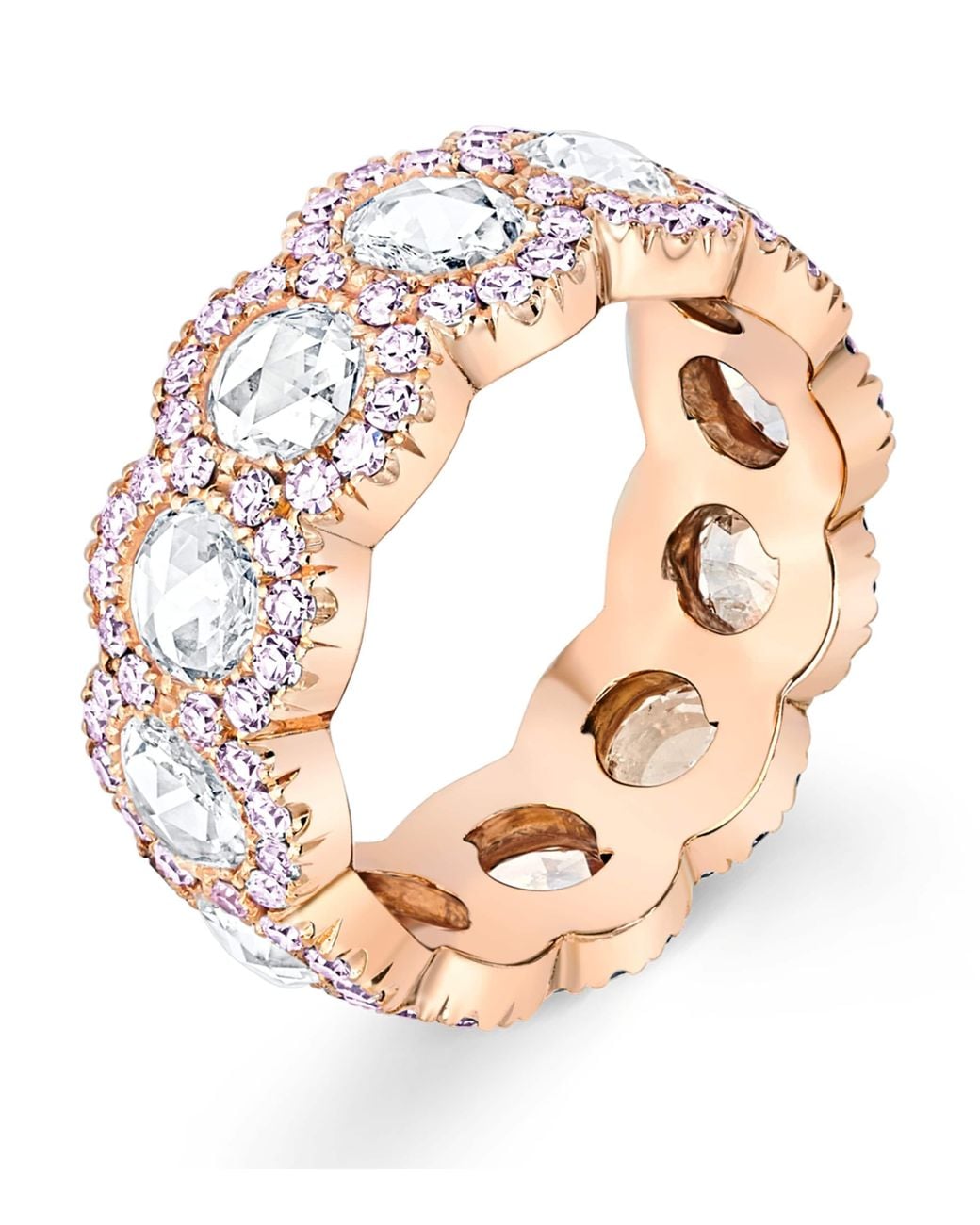 David Morris Metallic Rose And Diamond Rose Cut Eternity Ring