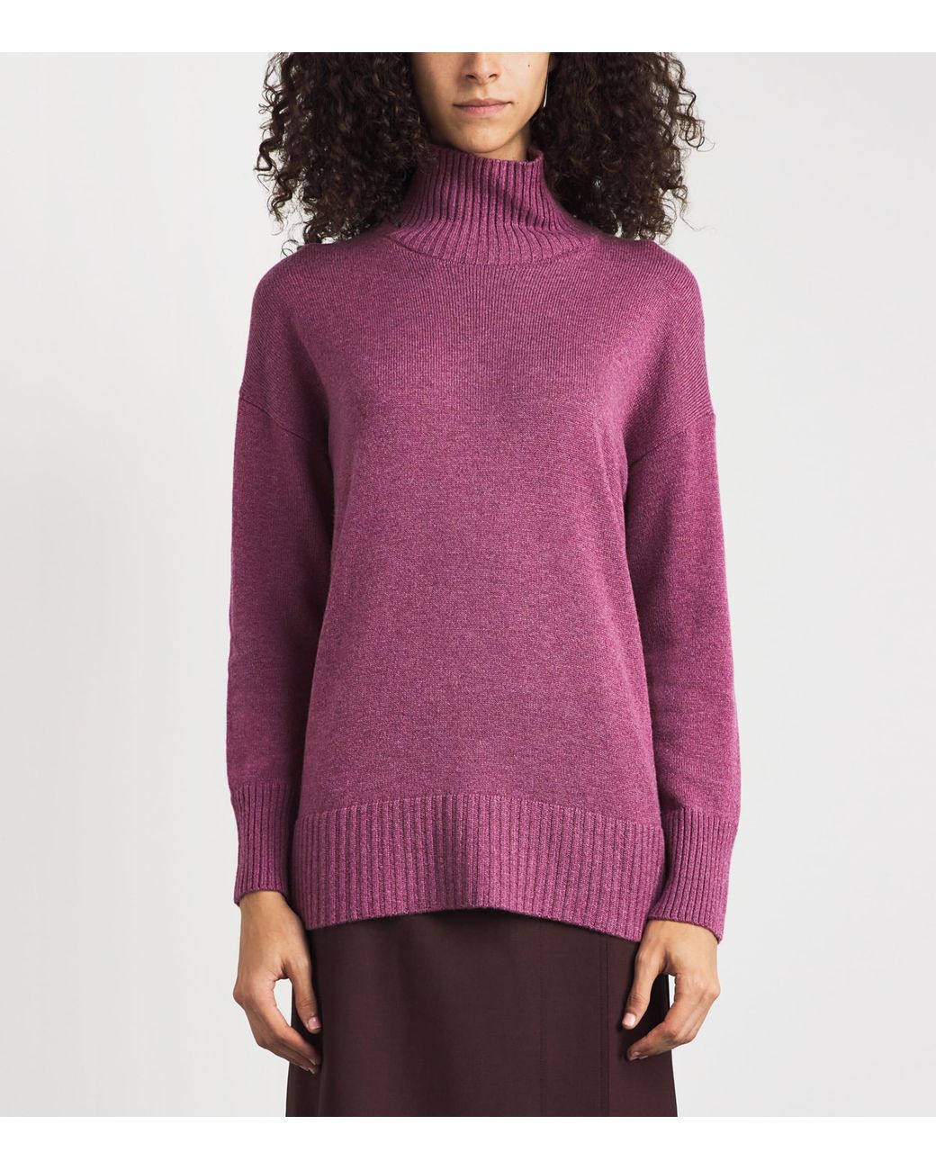 Lafayette 148 New York Purple Cashmere Funnel-Neck Sweater
