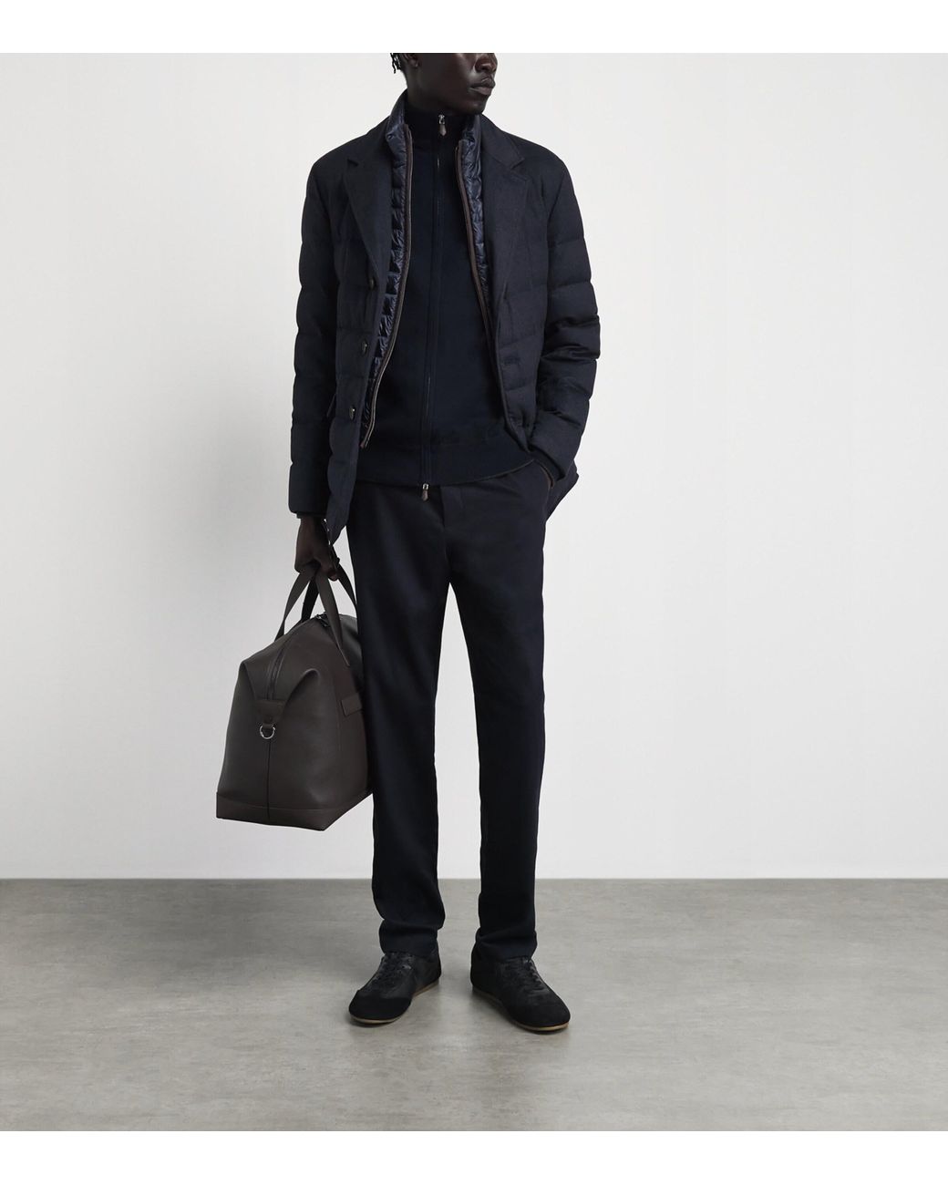 Herno Blue Silk-Cashmere Quilted Hybrid Jacket for men