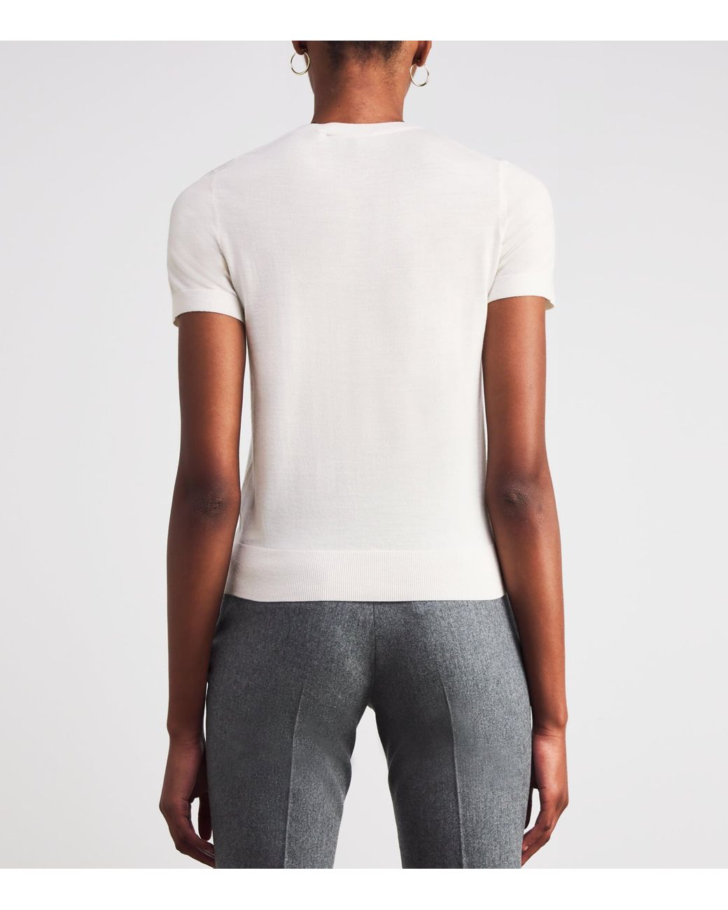 Theory White Wool Short-Sleeve Sweater