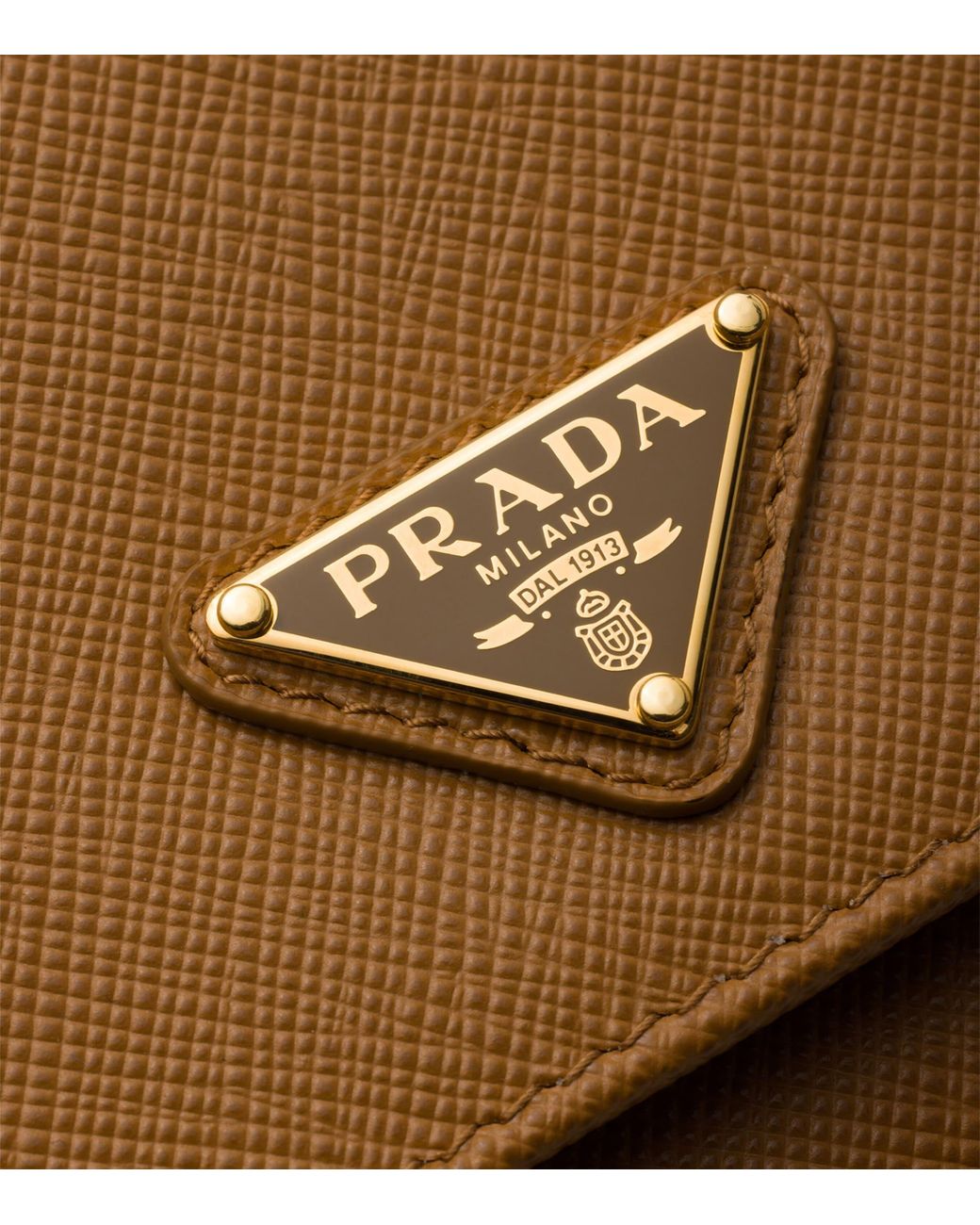 Prada Brown Saffiano Leather Wallet With Shoulder Strap