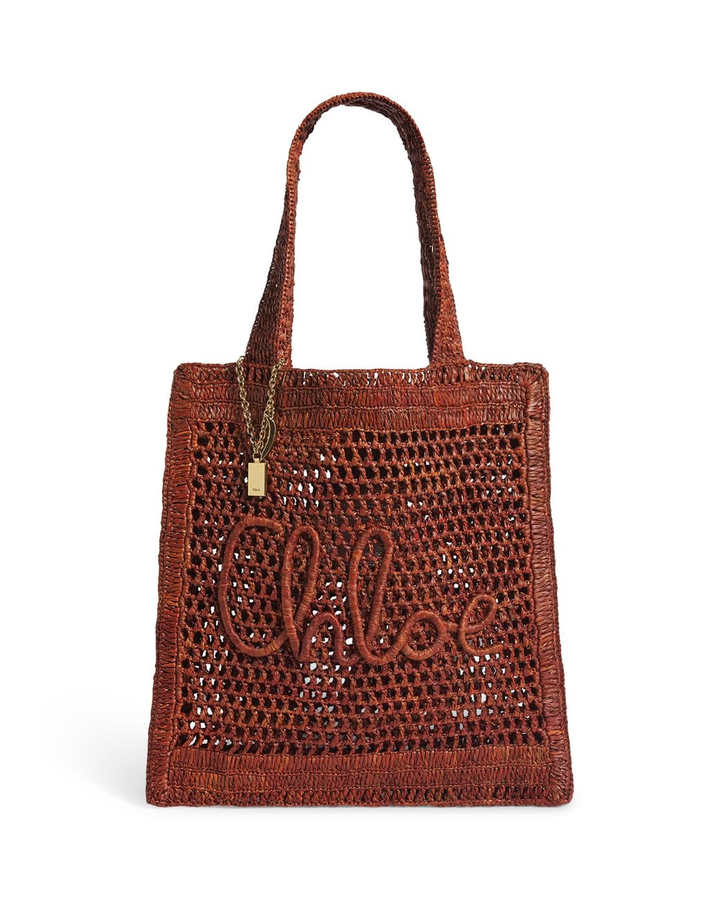 Chloé Red Raffia Summer Banana Tote Bag