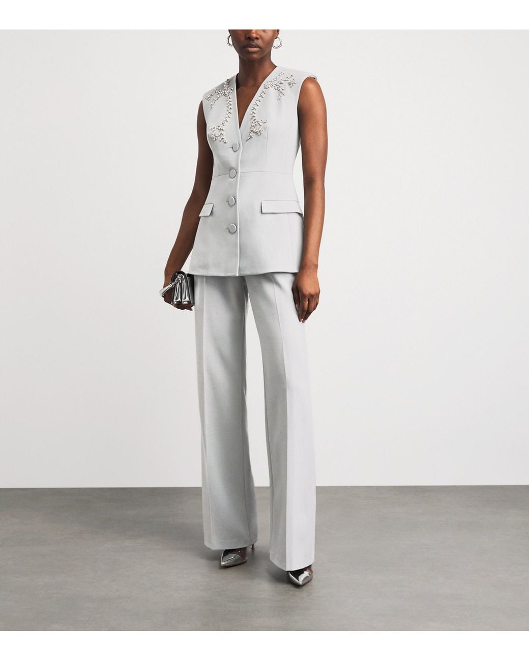 Huishan Zhang Gray Crepe Lucian Tailored Trousers