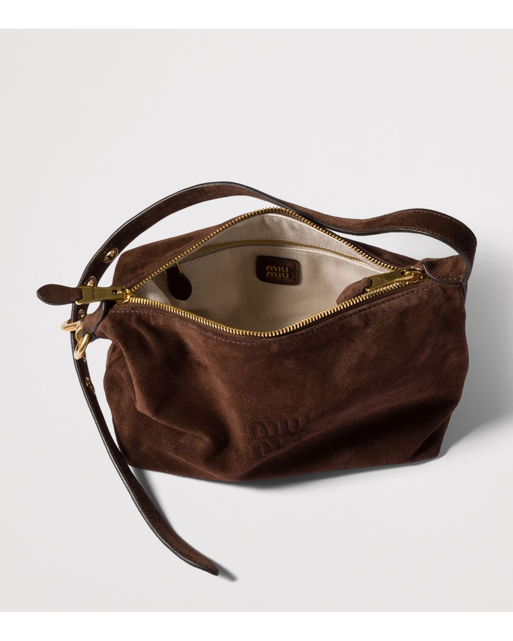 Miu Miu Brown Small Suede Spirit Shoulder Bag