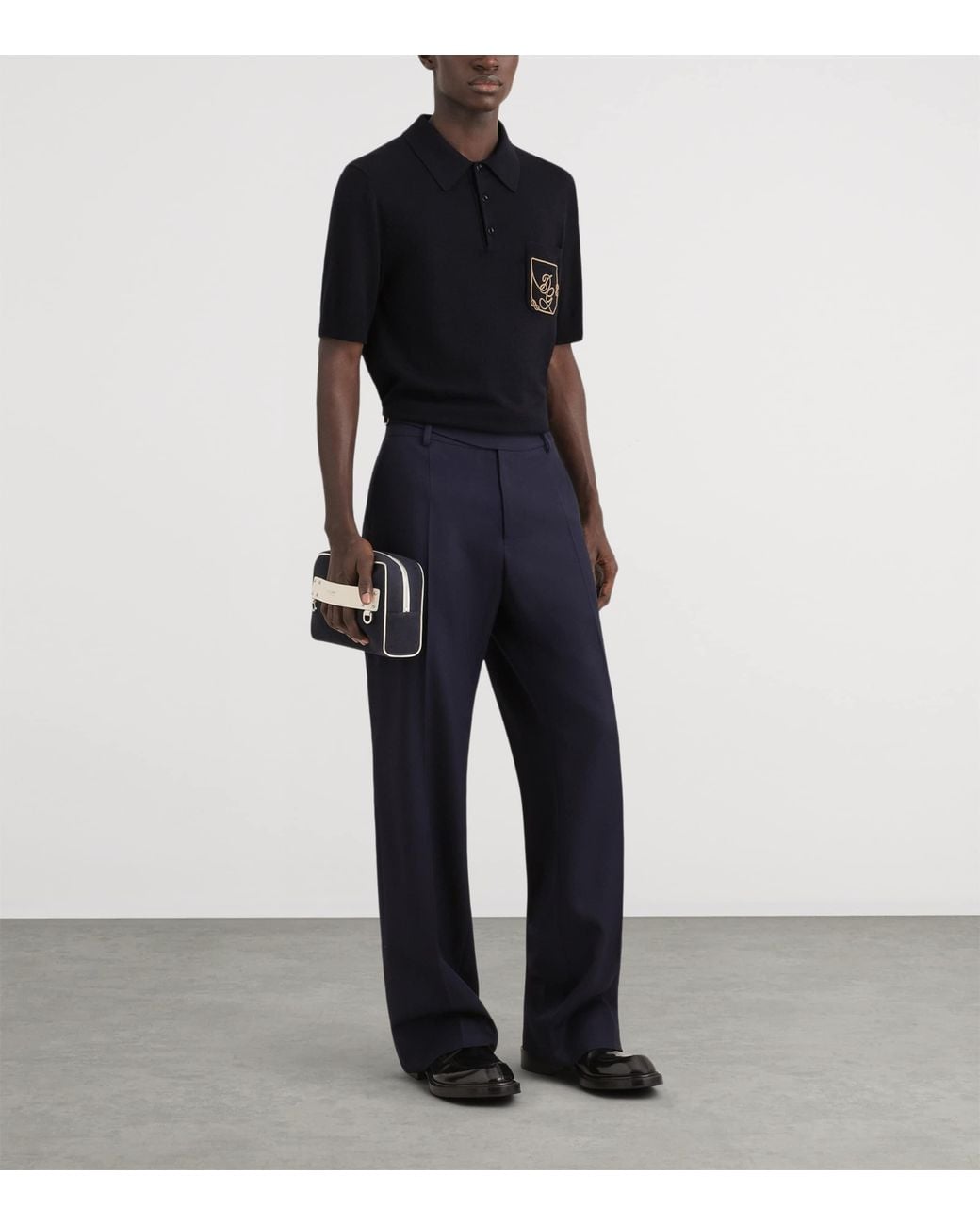 Dolce & Gabbana Black Virgin Wool Polo Shirt for men