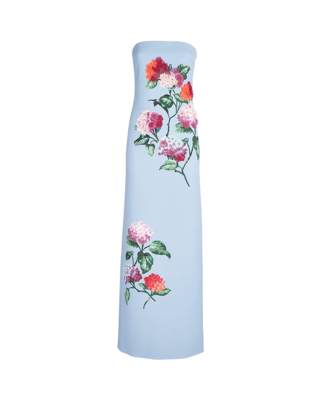 Carolina Herrera Blue Hydrangea Print Column Gown