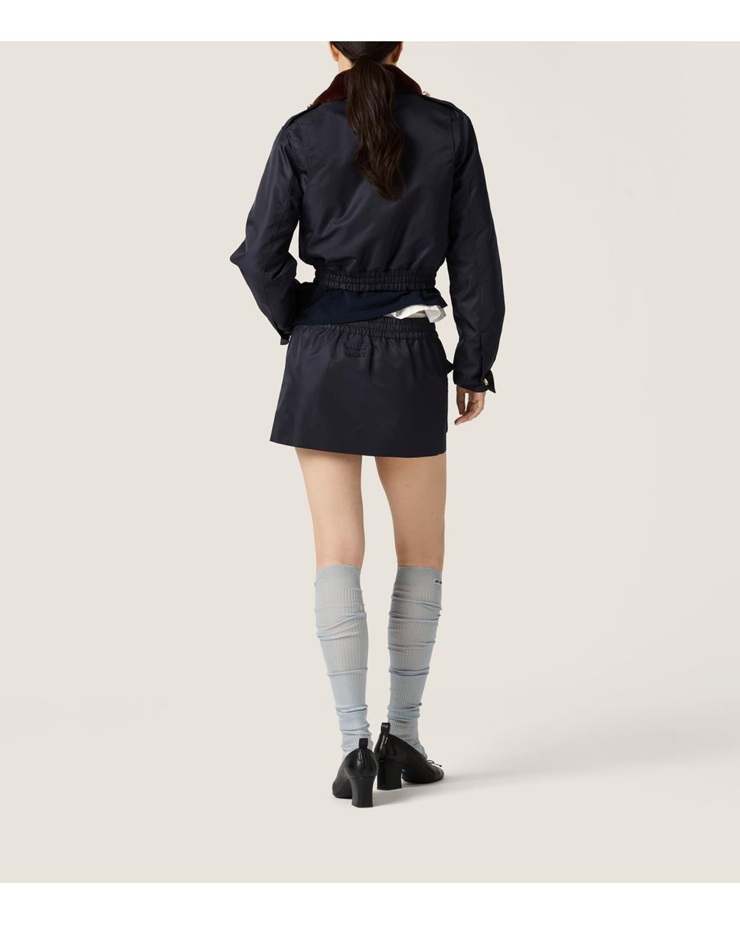 Miu Miu Blue Technical Gazar Bomber Jacket