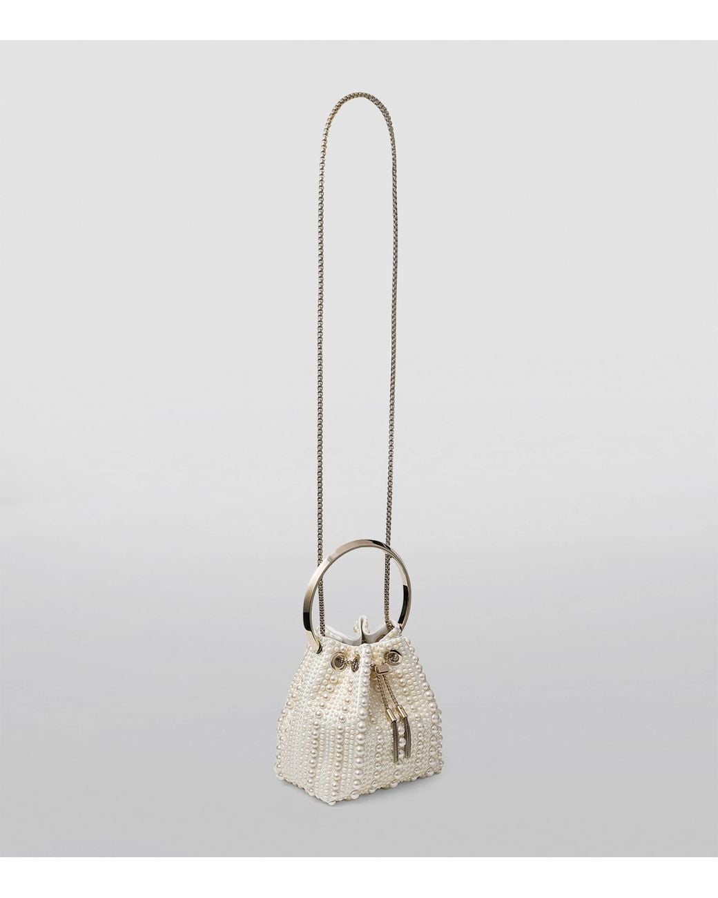 Jimmy Choo White Pearl Bon Bon Top-Handle Bag