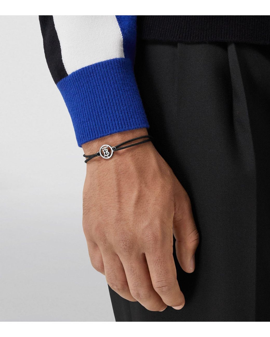Burberry Suede Monogram Bracelet in Metallic for Men Lyst