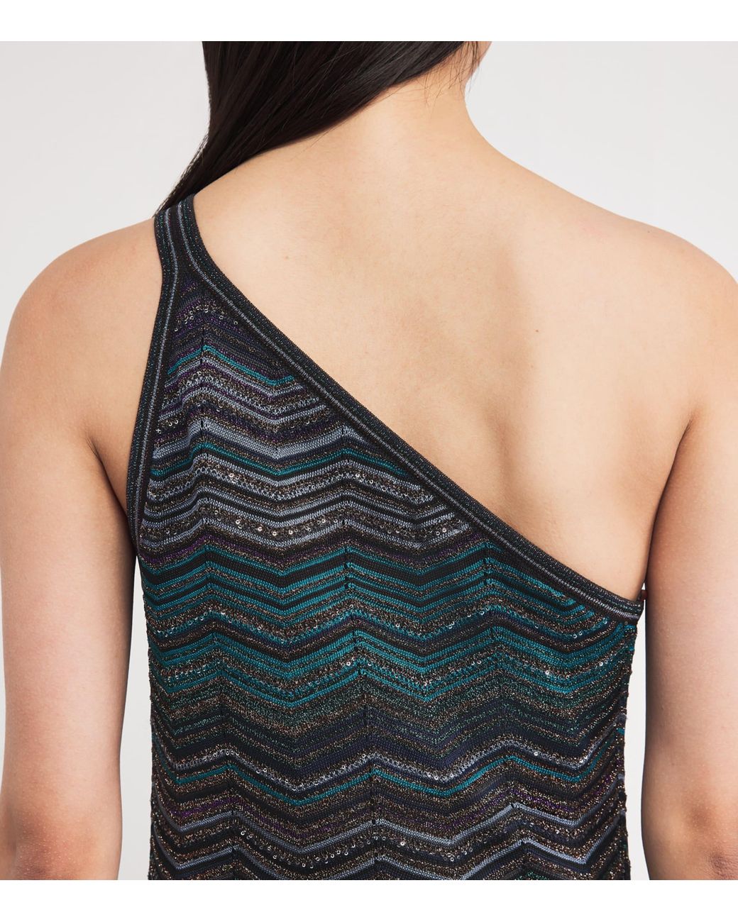 Missoni Blue Sequinned Zigzag Midi Dress