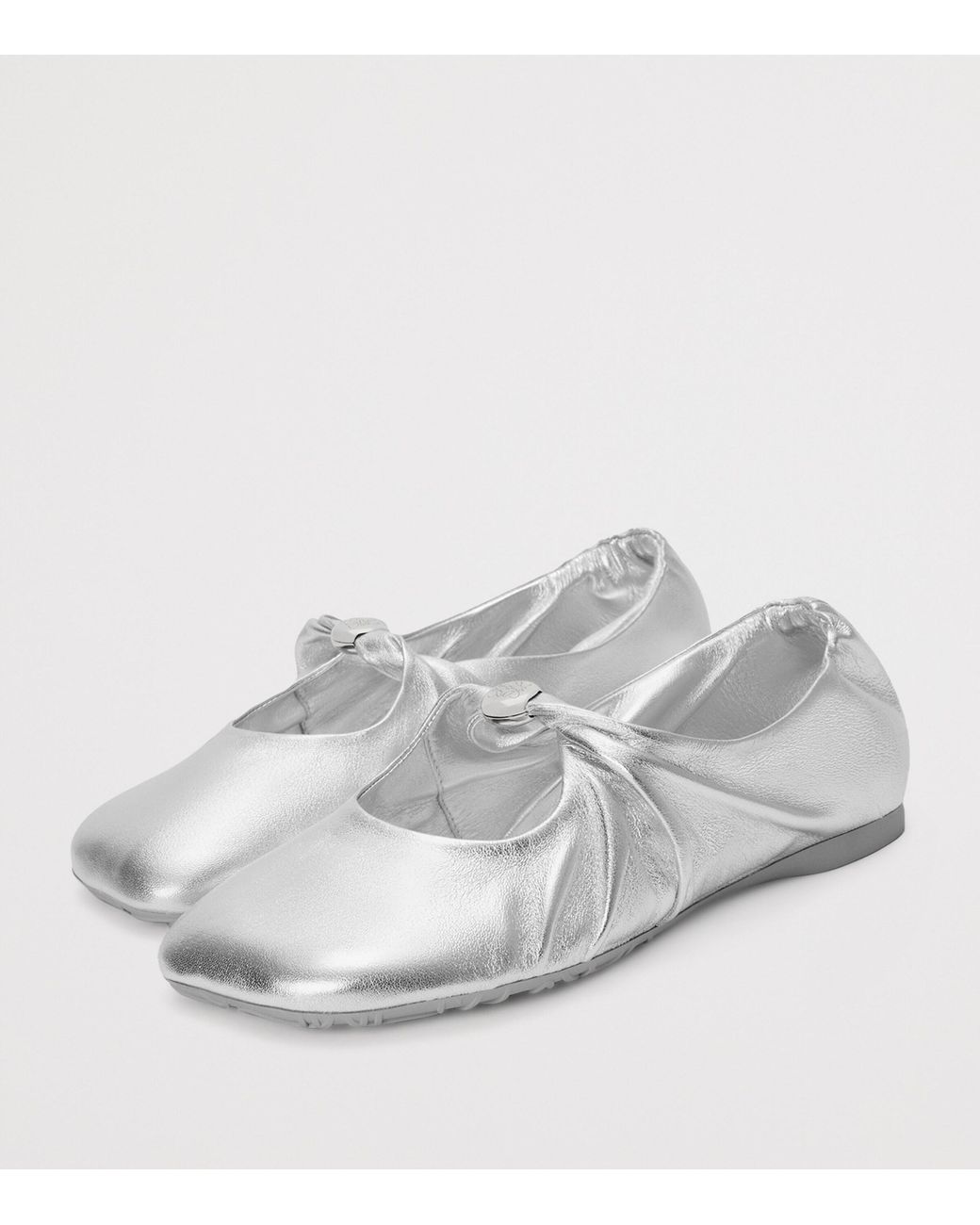 Loewe White Leather Pebble Soft Ballet Flats