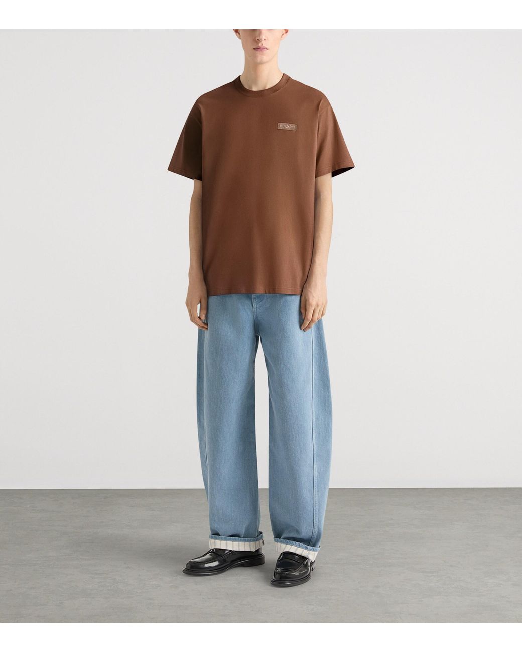Givenchy Brown Cotton Logo-Tab T-Shirt for men