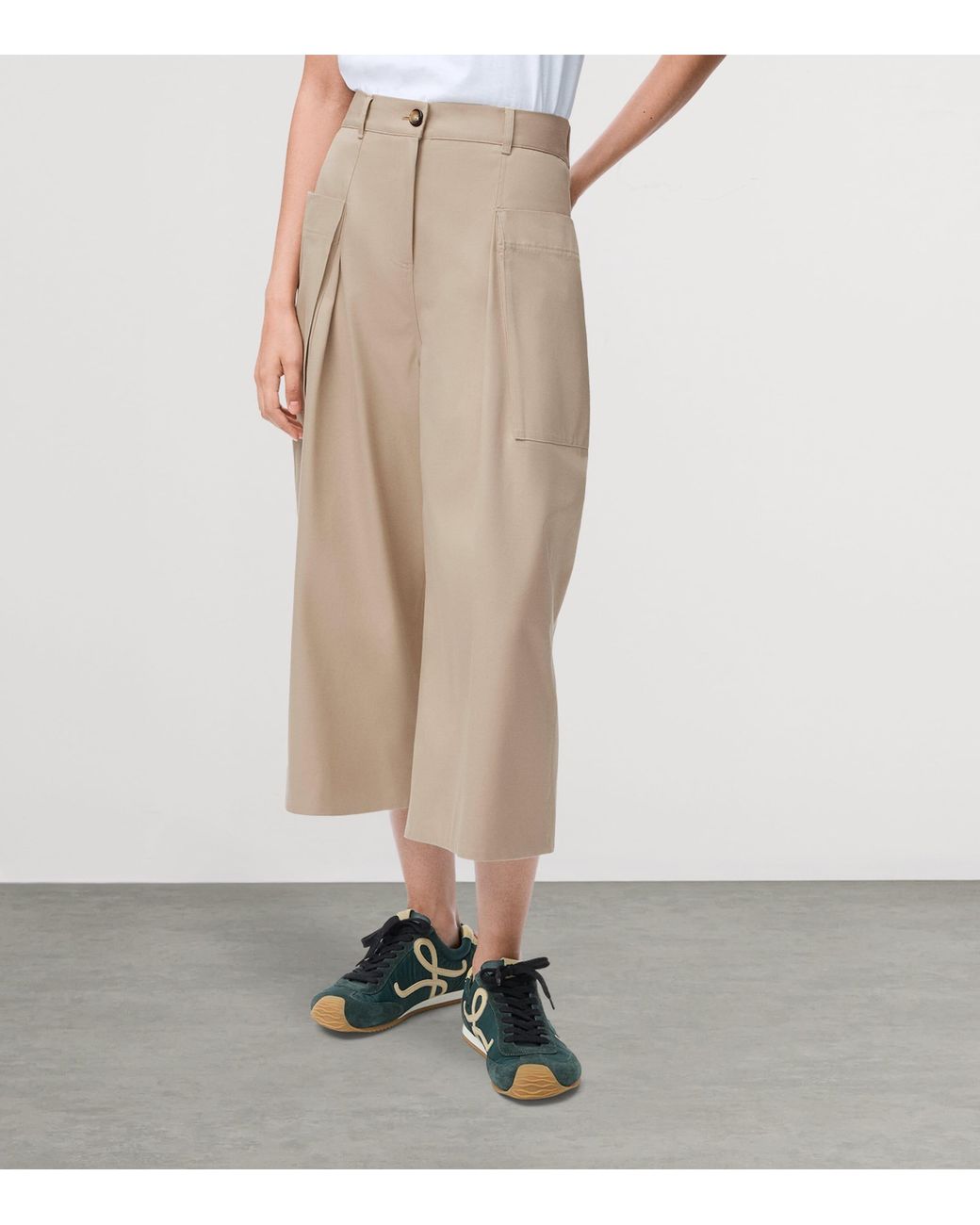 Loewe Natural Cotton-Silk Cropped Trousers