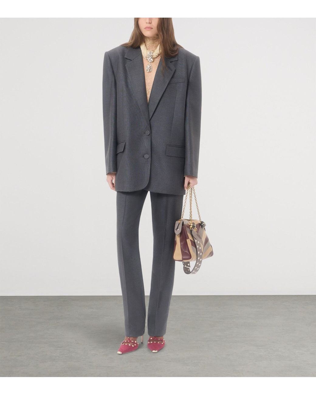 Valentino Gray Wool-Silk Blazer