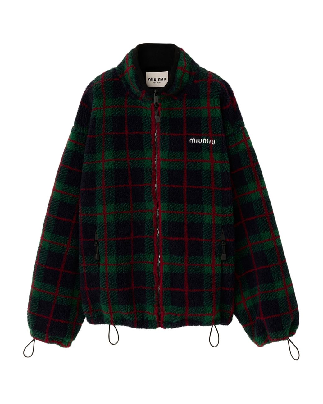 Miu Miu Black Fleece Check Zip-Up Jacket
