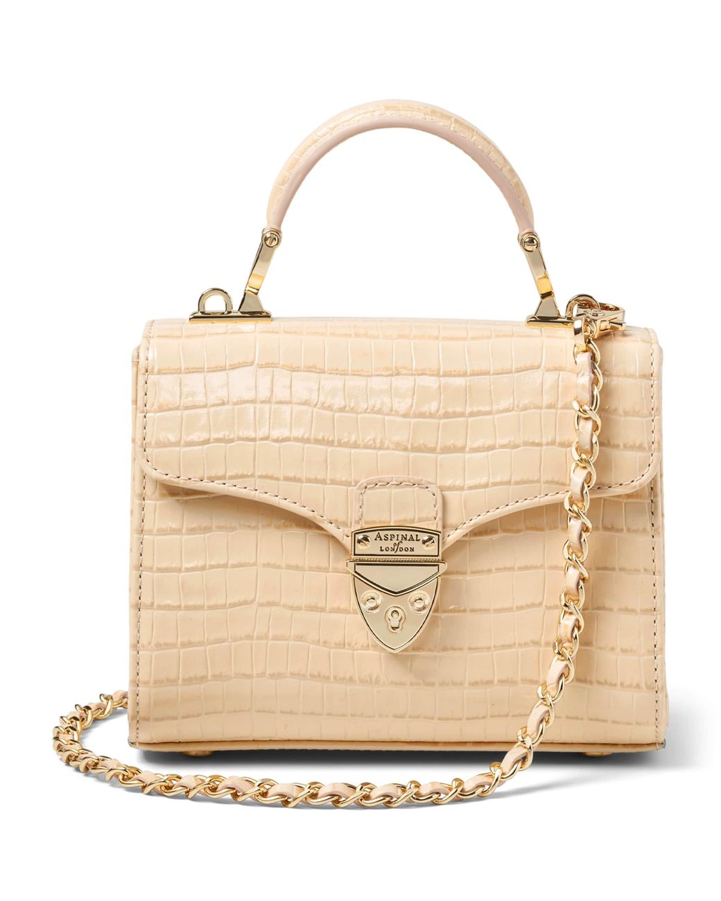 Aspinal Natural Mini Leather Mayfair Top-Handle Bag