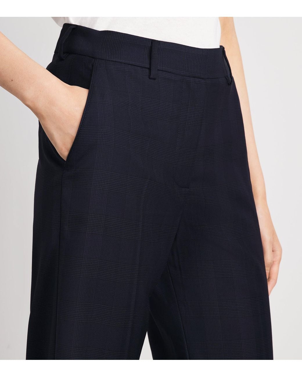 Blazé Milano Blue Virgin Wool Check Lundy Tailored Trousers