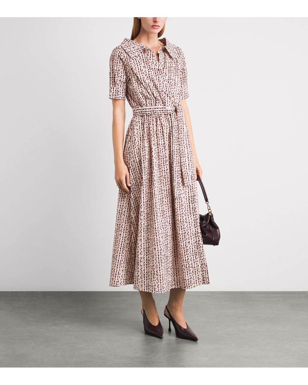Altuzarra Pink Stretch-Cotton Bluebell Print Midi Shirt Dress
