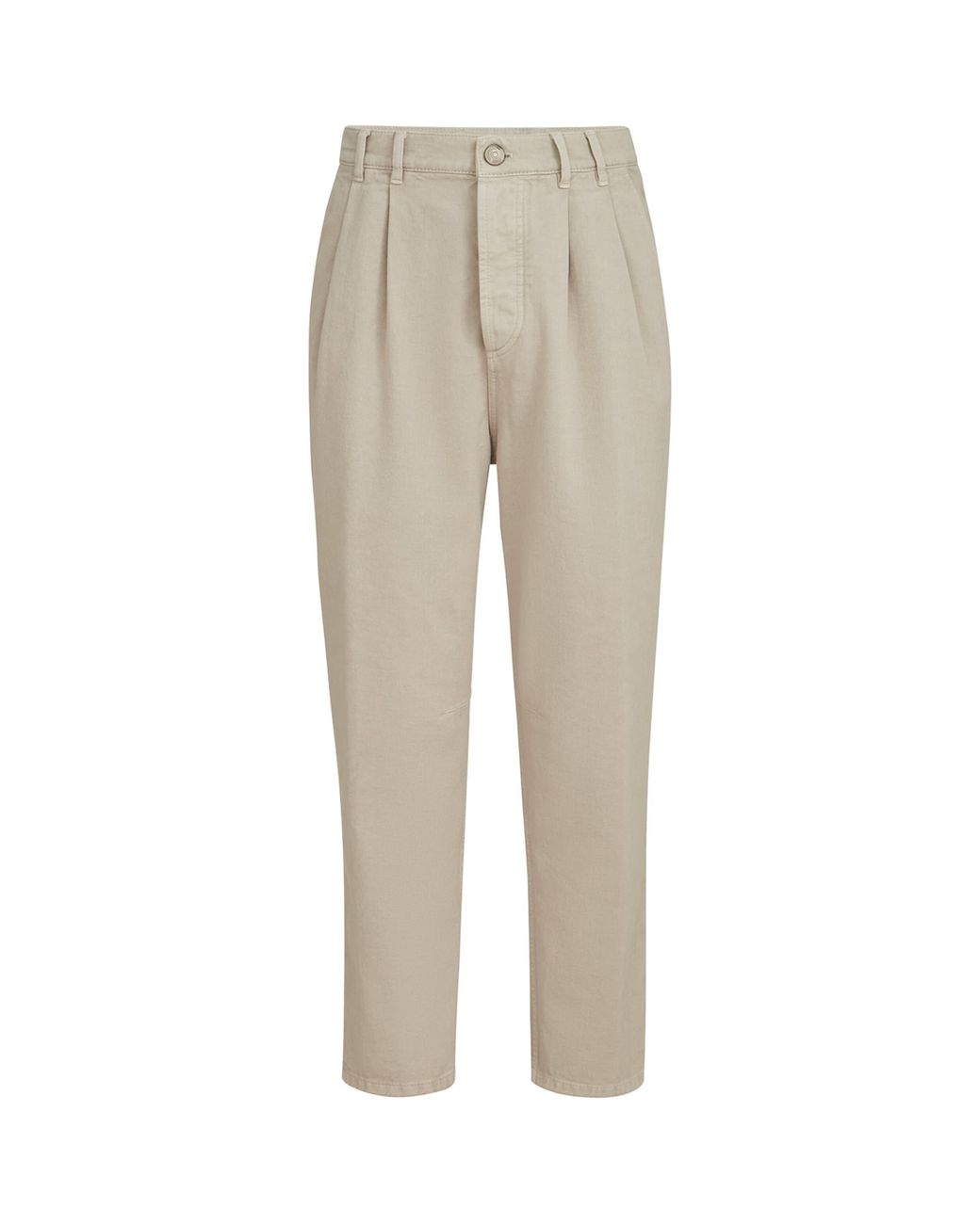 Brunello Cucinelli Natural Cotton Denim Pleated Trousers