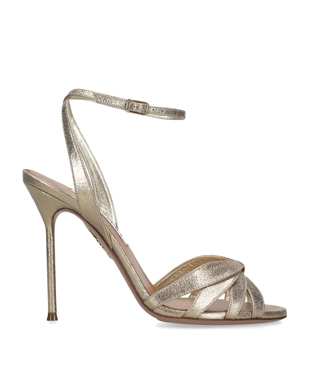 Aquazzura Metallic Leather Soulmate Heeled Sandals 105