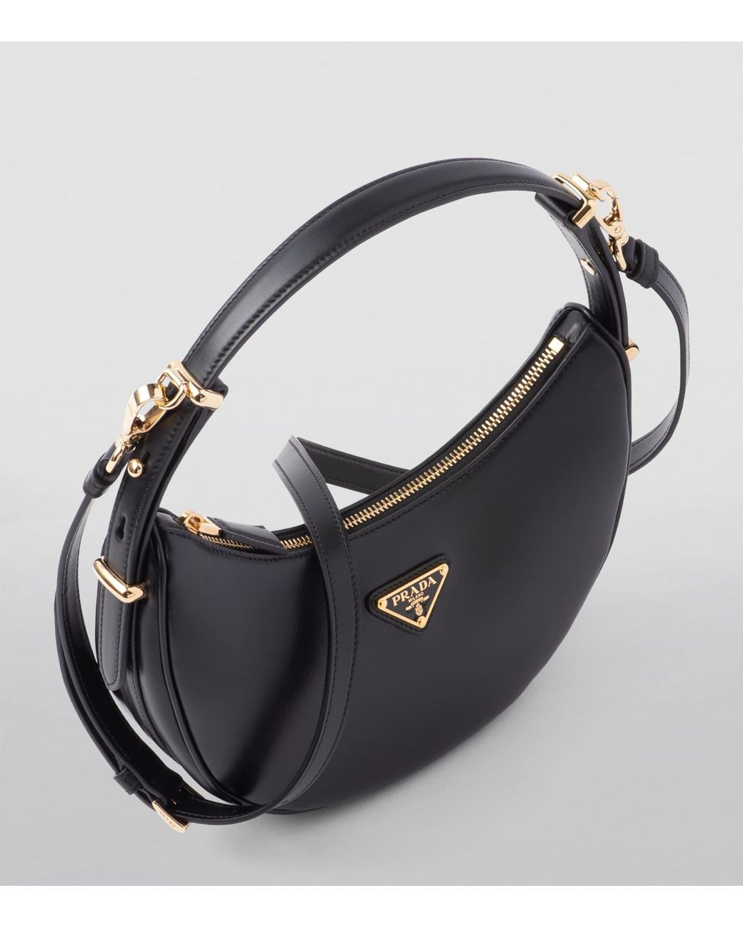 Prada Black Leather Arqué Shoulder Bag