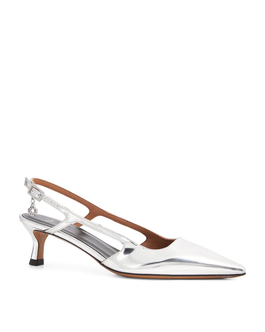 Maje White Metallic Slingback Pumps 50