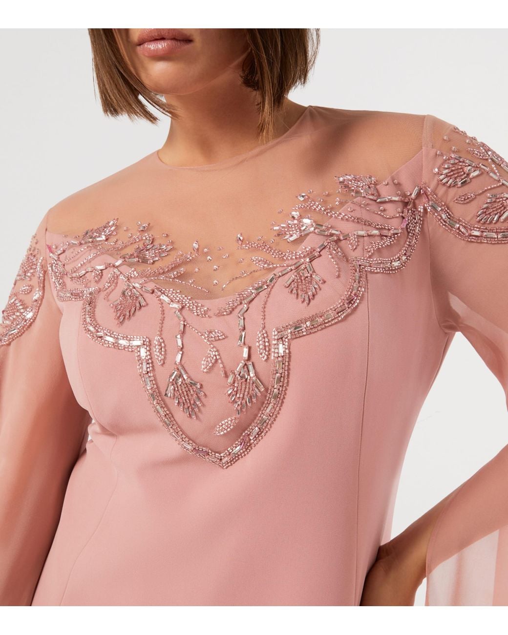Marina Rinaldi Pink Silk Embroidered Maxi Dress