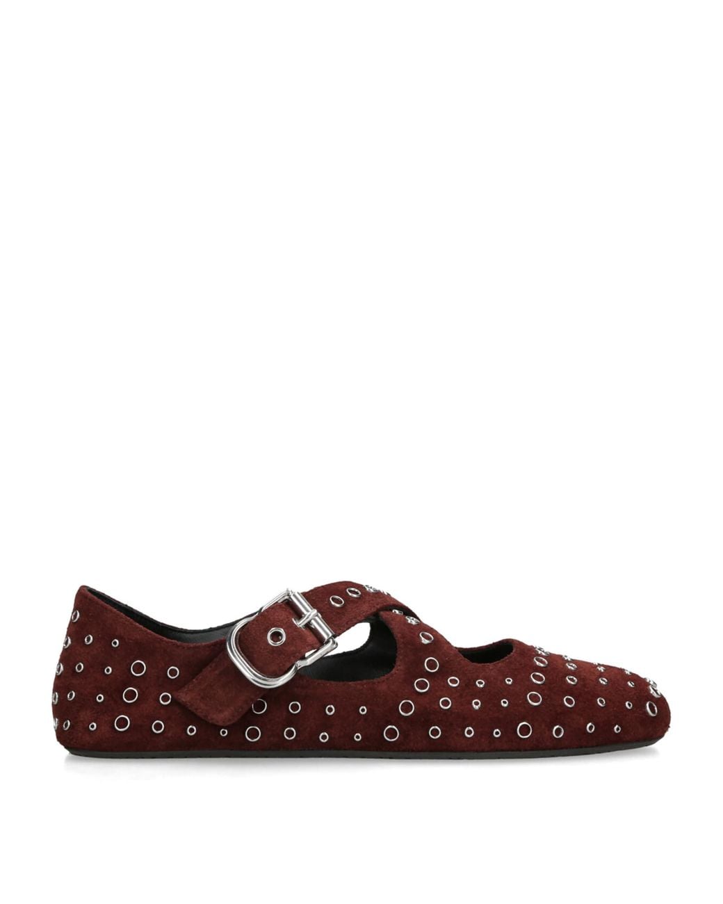 Alaïa Red Suede Embellished Criss-Cross Ballet Flats