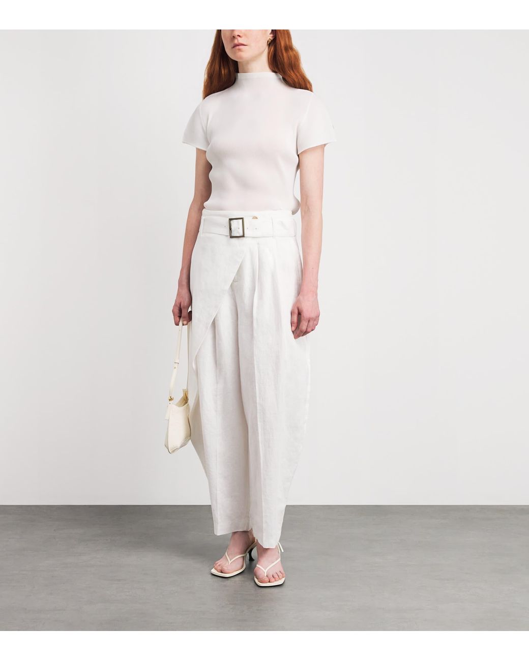 Pleats Please Issey Miyake High-Neck Mist Basics T-Shirt in White