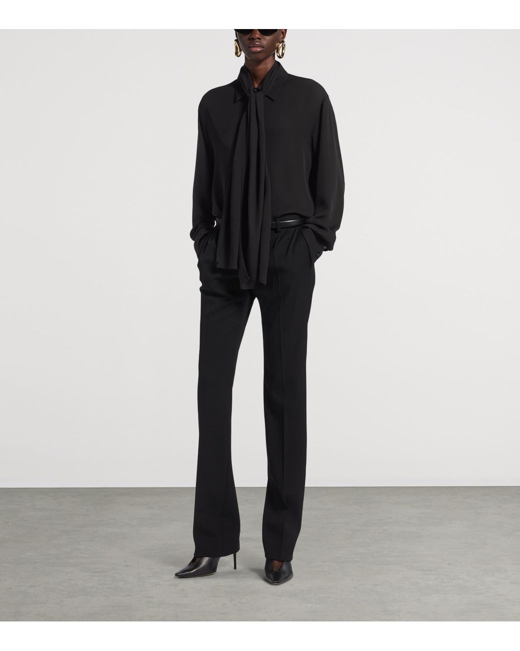 Balenciaga Blue Silk Scarf Shirt