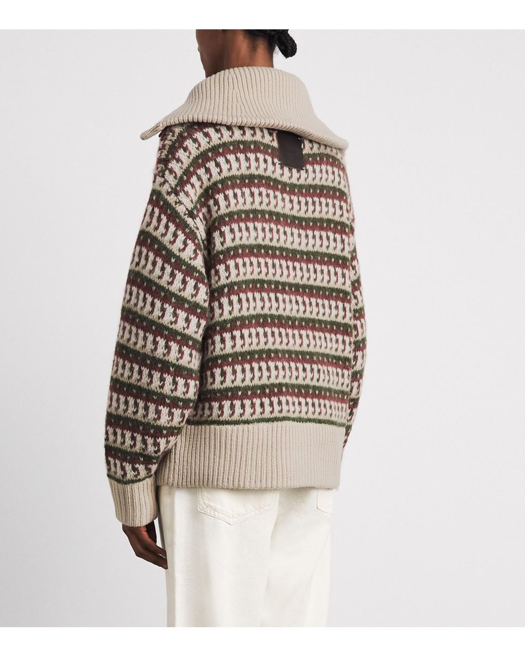 Barbour Brown Wool-Blend Jacquard Burley Cardigan
