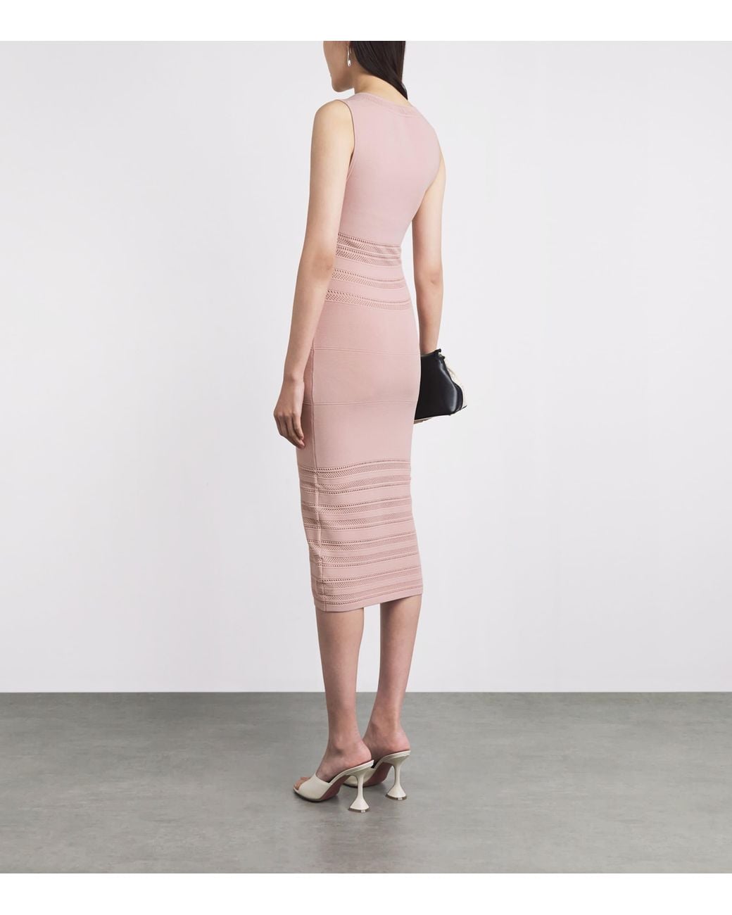 L'Agence Pink Knitted Taren Midi Dress