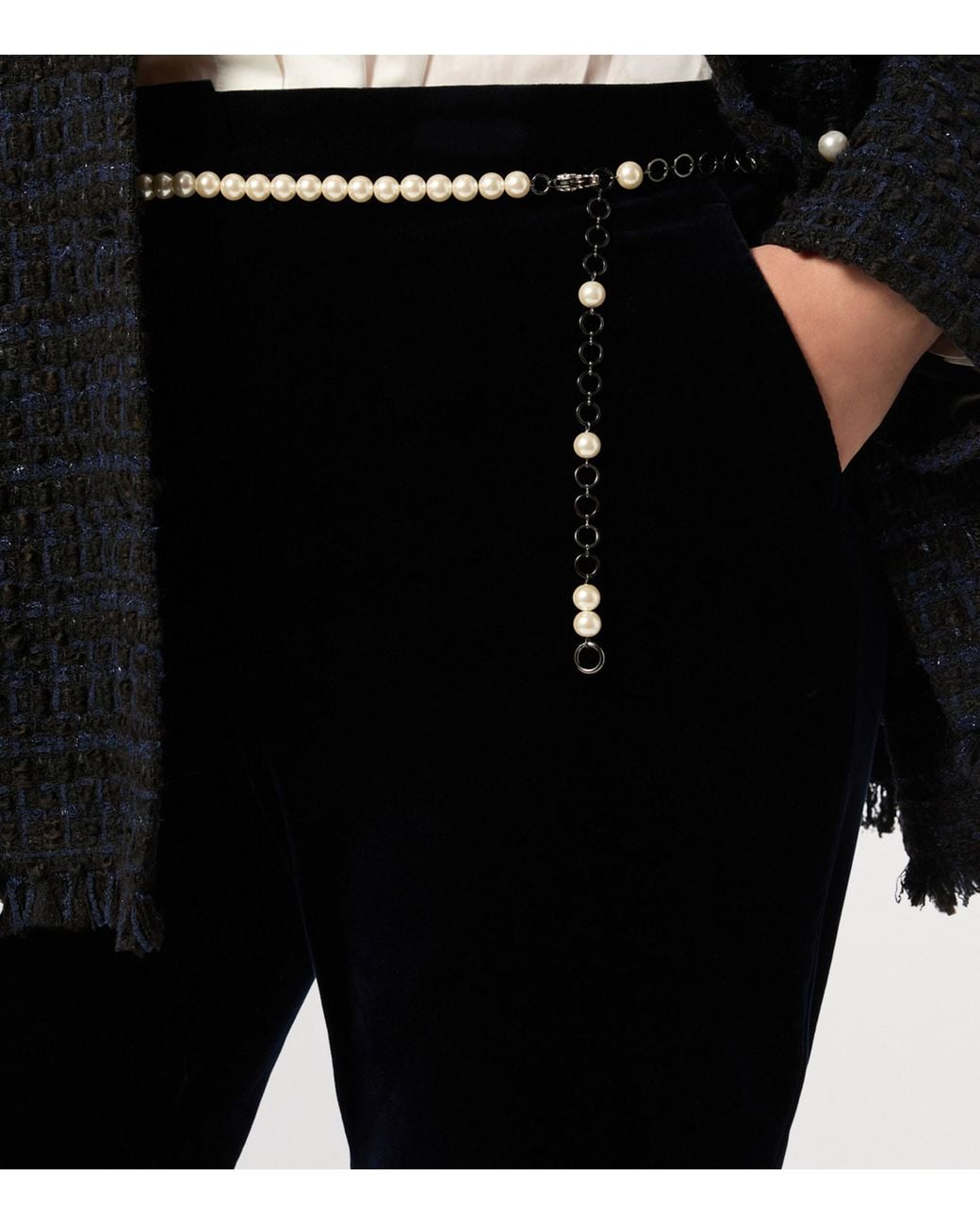 Marina Rinaldi White Faux Pearl Belt