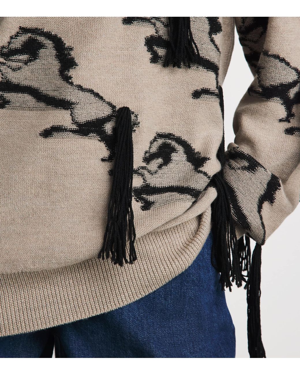 Stella McCartney Natural Virgin Wool Embroidered Horse Sweater