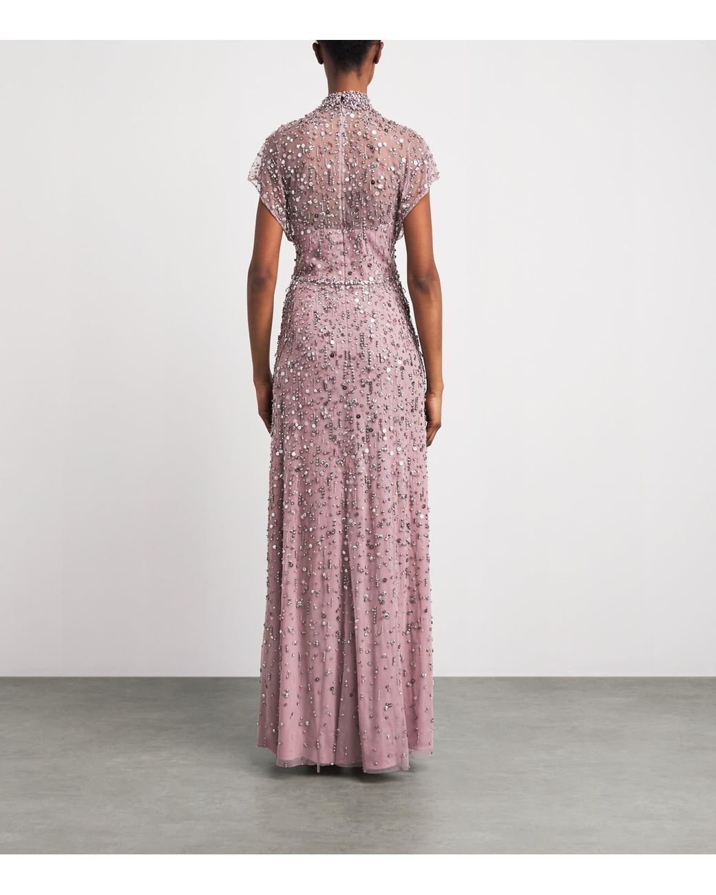 Jenny Packham Pink Embellished Crystal Drop Gown