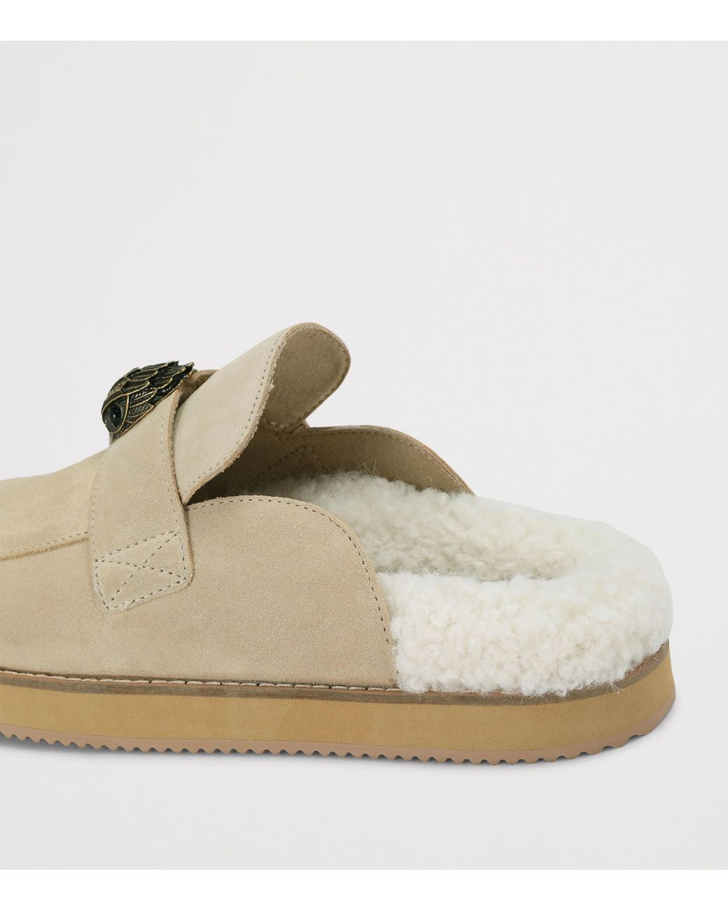 Kurt Geiger Natural Suede Eagle Clog Mules