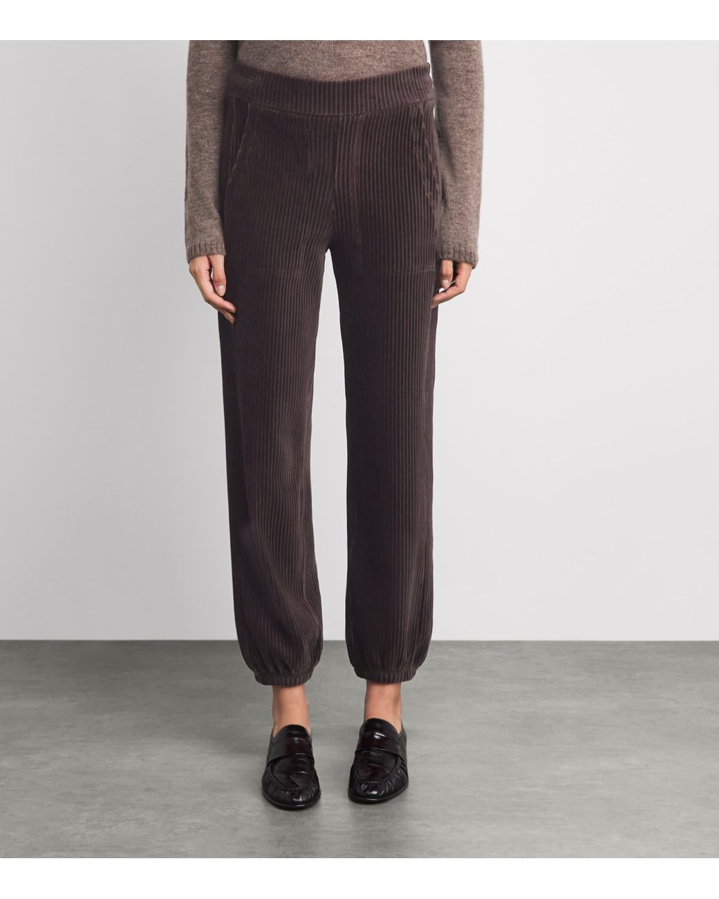 ME+EM Black Corduroy Cuffed Trousers