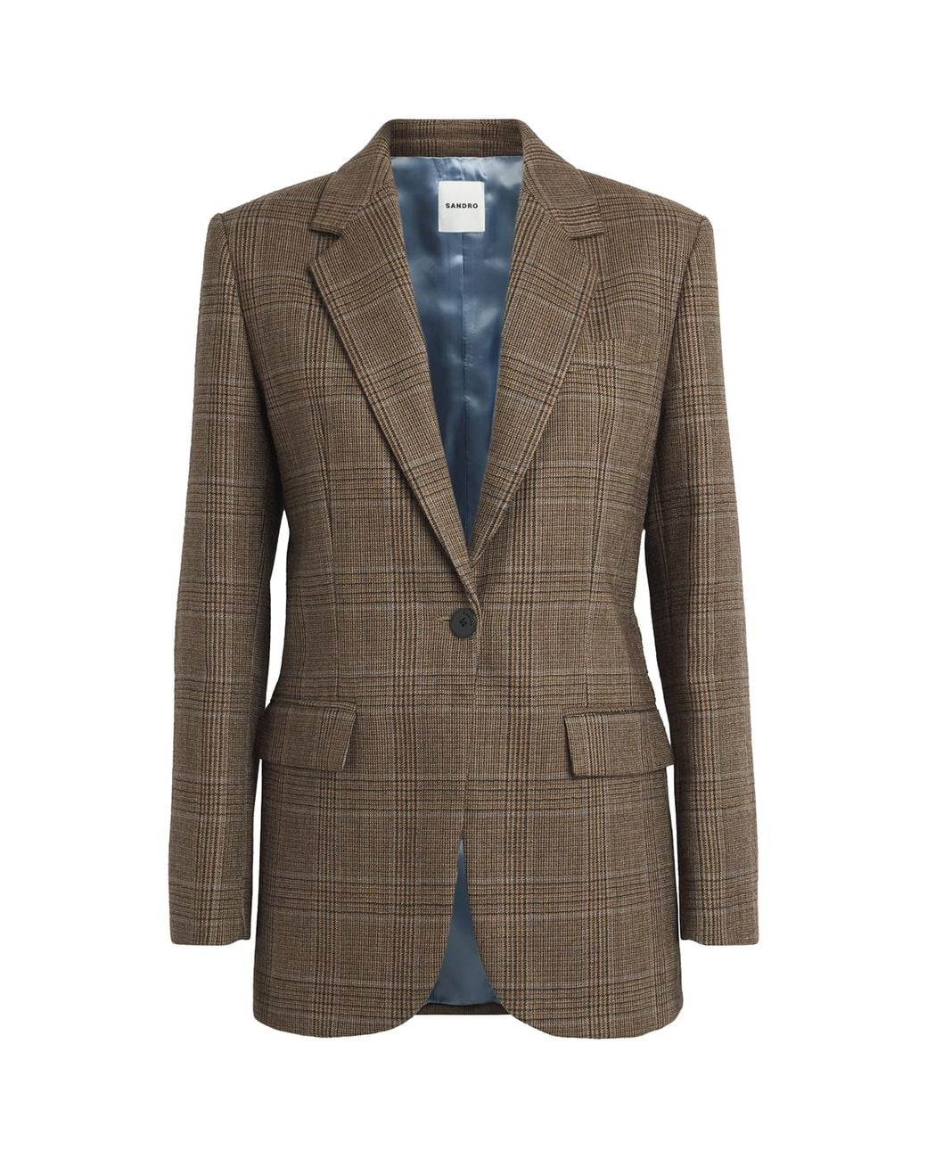 Sandro Brown Wool Check Blazer