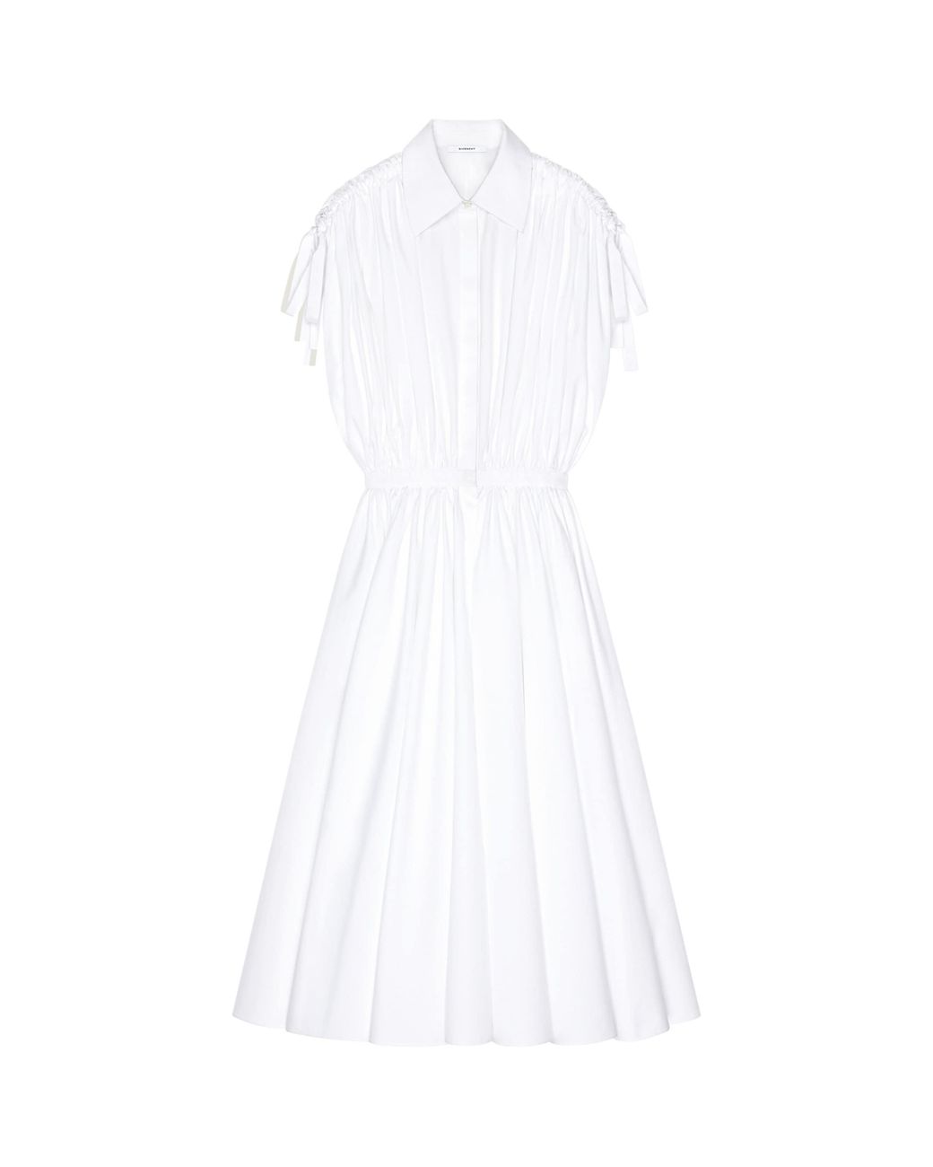 Givenchy White Cotton Bow-Detail Midi Shirt Dress