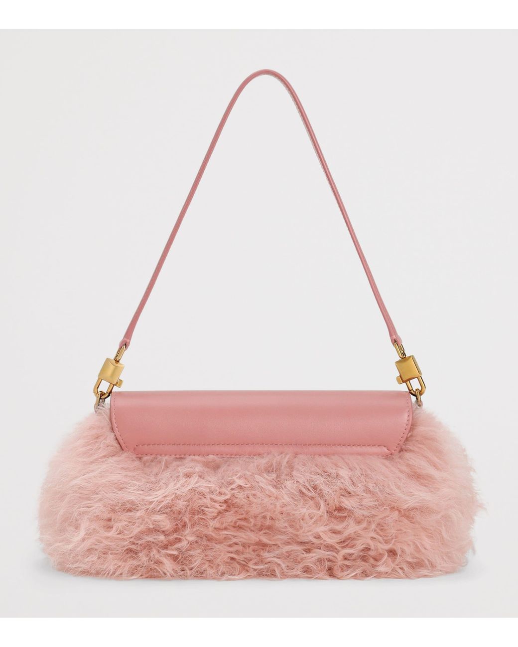 Dolce & Gabbana Pink Shearling-Trim Marlene Shoulder Bag
