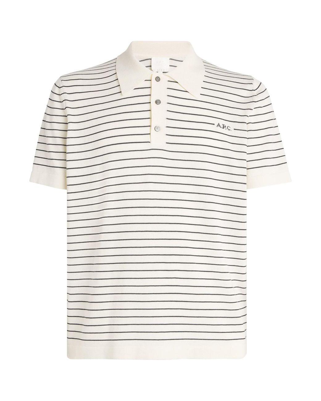 A.P.C. White Cotton Stripe Tristan Polo Shirt for men