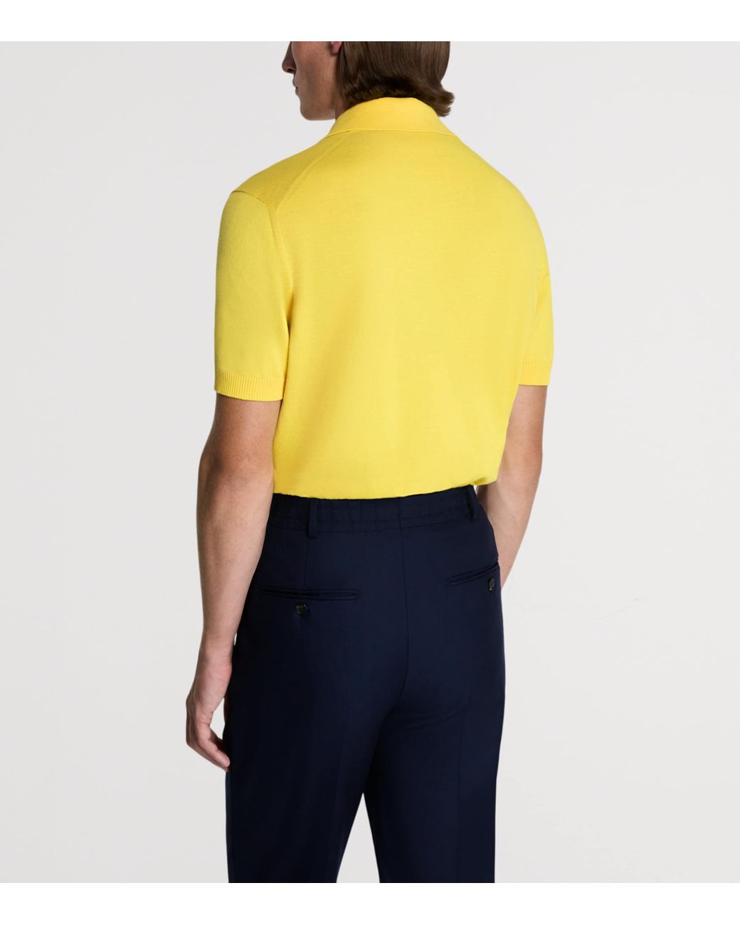 Dunhill Yellow Cotton-Mulberry Silk Polo Shirt for men