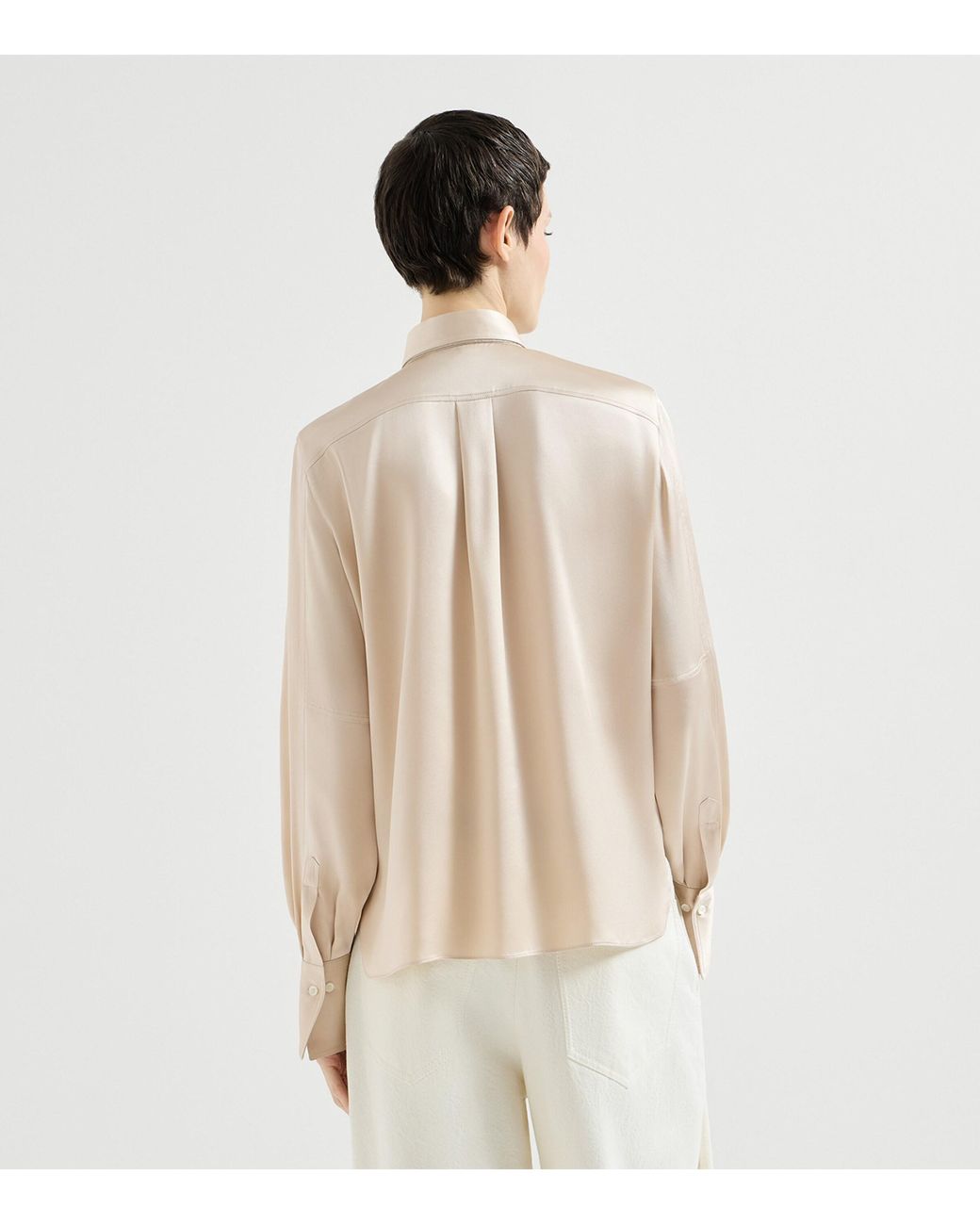 Brunello Cucinelli Natural Stretch-Silk Satin Shirt